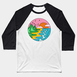 Tropical Island Sunset Baseball T-Shirt